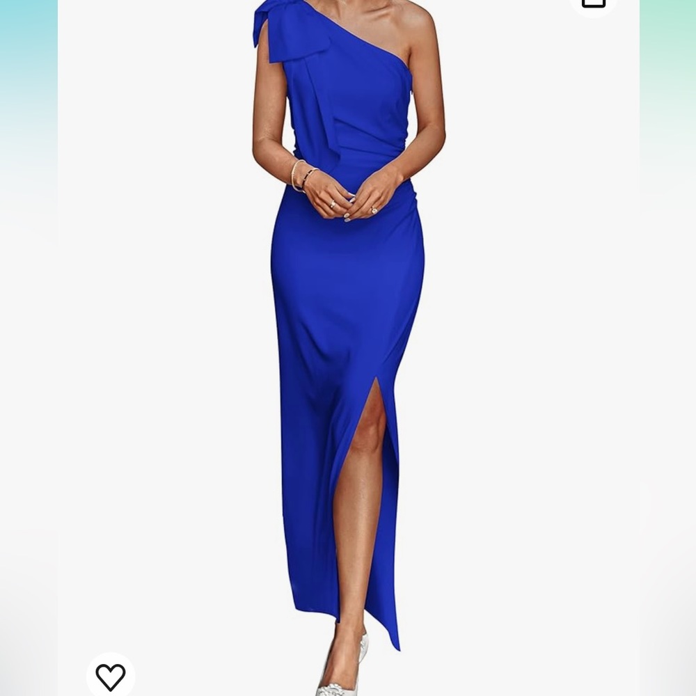 PRETTYGARDEN Women's Summer One Shoulder Long  Ruched Bodycon Slit Maxi Dress